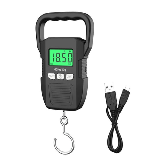 RUISINERY Portable Digital Weight Scale 60kg Electronic Luggage Hanging Scale Battery/USB Rechargable LCD Fishing Weighing