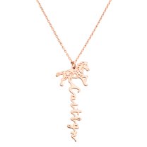 Personalized Planet Women's Personalized Vertical Script Name with Chinese Zodiac Sign Necklace