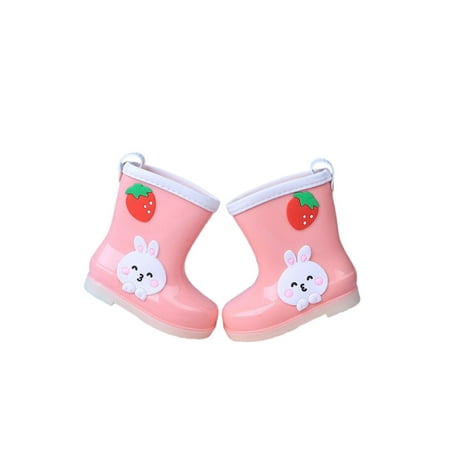 

SIMANLAN Girls Boys Garden Shoes Non Slip Rain Boots Waterproof Rainboot Chidren Pull On Mid Calf Boot Unisex Kids Lightweight Pink 9C