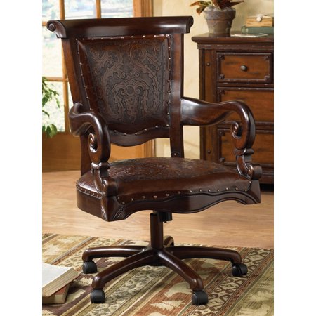 Tooled Leather Western Desk Chair Walmart Com