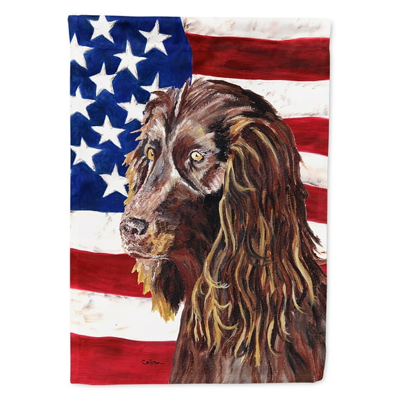 Boykin Spaniel USA American Flag Flag Canvas House Size