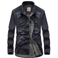 thumbnail image 1 of Chemise en jean décontractée à manches longues pour hommes, 1 of 3