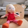 thumbnail image 3 of HABA 12" Soft Baby Doll Annelie with Blonde Hair, Embroidered Face, Removable Red Dress and Matching Hairband - Washable Toddler Doll for 18 Months+, 3 of 6