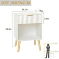 thumbnail image 6 of White Nightstand, Modern Bedside Table with Drawer and Opening Storage, Fluted End Side Table Living Room with Solid Wood Legs for Bedroom (White), 6 of 14