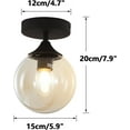 thumbnail image 2 of KCO Lighting Black Globe Semi Flush Mount Ceiling Light, Amber Glass Ceiling Light, Mid Century Modern Overhead Light, 2 of 8