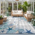 thumbnail image 2 of Area Rugs 3'x5', Blue Coastal Carpet Runner Indoor Outdoor Rugs Home Decor Aesthetic, Summer Beach Nautical Coral Starfish Plaid Non Slip Mats Washable Accent Rug for Living Room Bedroom, 2 of 8