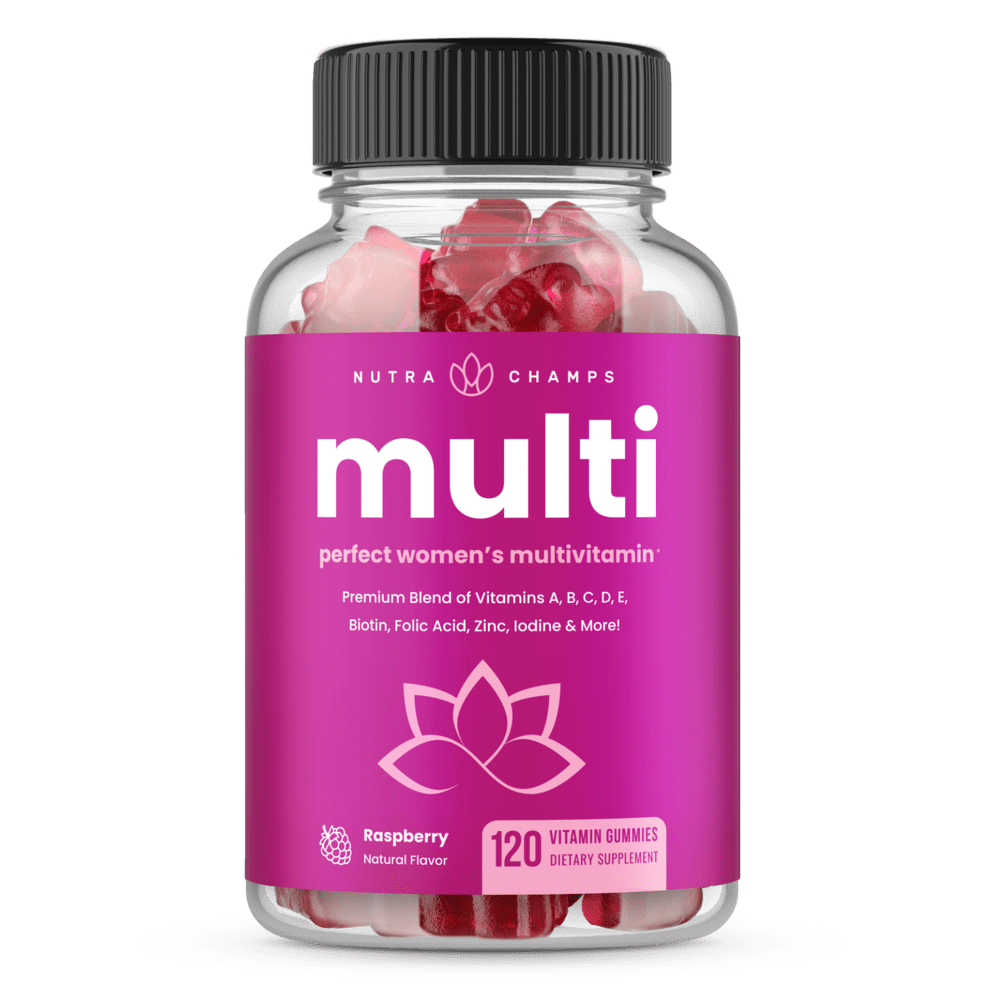 NutraChamps Women's Multivitamin Gummies | Vitamins A, B, C, D, E, Biotin, Folic Acid, Daily Multivitamin for Women, Berry | Women's Gummy Multivitamins | Bones, Brain, Heart, & Immune Supplement