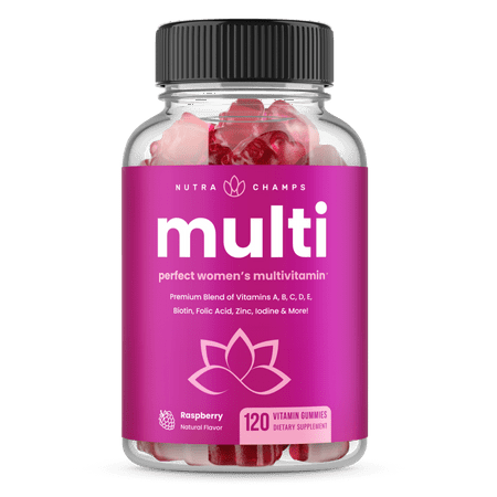 NutraChamps Women's Multivitamin Gummies | Vitamins A, B, C, D, E, Biotin, Folic Acid, Daily Multivitamin for Women, Berry | Women's Gummy Multivitamins | Bones, Brain, Heart, & Immune Supplement