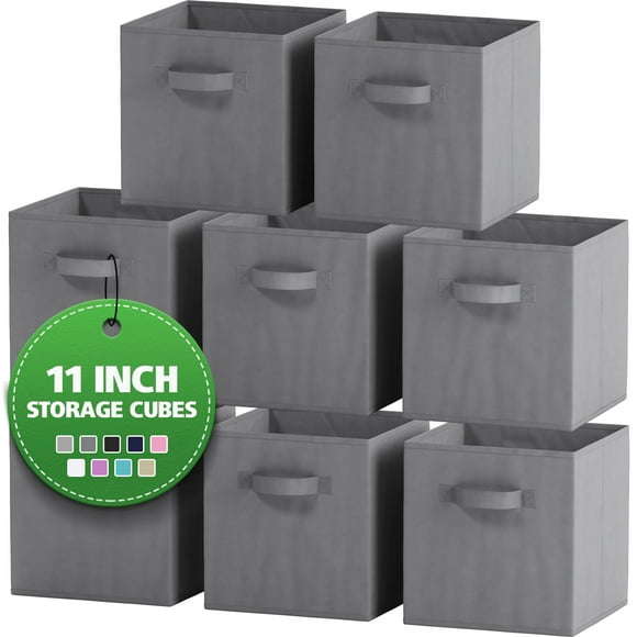 Fabric Storage Cubes for Cube Organizer - 8 Pack Heavy Duty Blue Storage Bins - 11 Inch Cube Storage Bin, Use As A Clothes Storage Box In Closet, Baskets For Shelves or Cubbies Storage Organizer