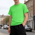 thumbnail image 2 of FRSASU Boys Athletic T-Shirts Casual Solid Color Short Sleeve Loose Crew Neck Pullover Workout Tee Tops for 5-15 Years Green, 2 of 9