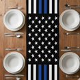 thumbnail image 6 of Blue White American Flag Table Runner - 108 Inch Long, Kitchen Dining Table Runner Dresser Scarves, USA Flag Vintage Stars Farmhouse Decor for Coffee Tables Wedding Party Banquet, 6 of 8