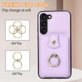 thumbnail image 6 of REQO Phone Case for Samsung Galaxy S23 Plus S23+ 5G Wallet Cell Cover with Screen Protector and Crossbody Strap Ring Stand RFID Credit Card Holder S23plus 23S + S 23 23+ SM-S916U 6.6 inch Women Purple, 6 of 7
