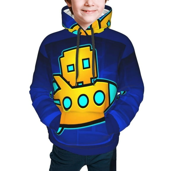 Geometry Dash Kids' Hoodie 3d Print Sweatshirt Soft Pullover Hooded With Big Pockets Fans Gifts For Boys Or Girls Small
