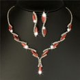thumbnail image 2 of Silver Plated Royal Red Crystal Wedding Jewelry Sets for Women Leaf Long Necklace Earrings Bridal Jewelry Sets, 2 of 5