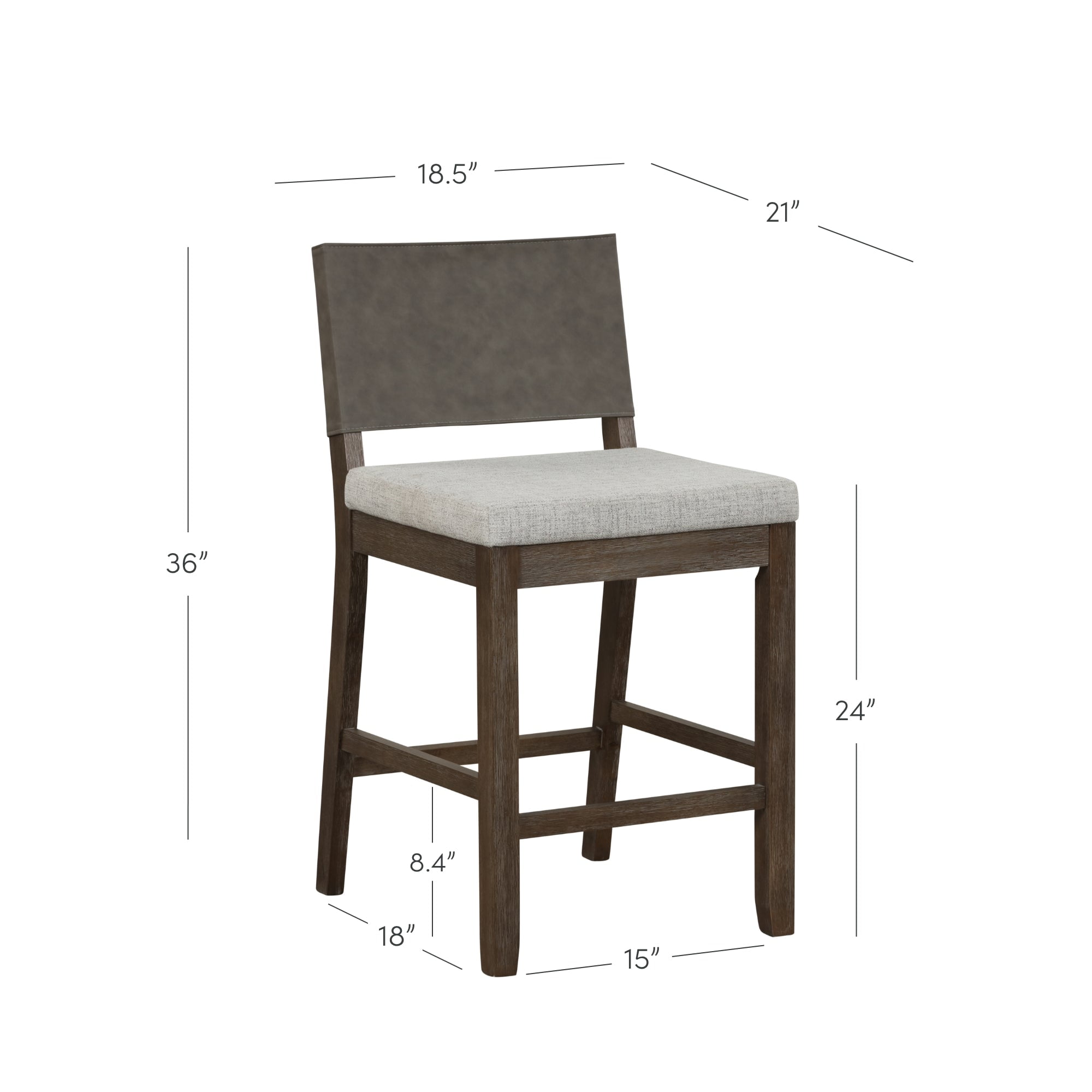 Nathan James Linus Modern Upholstered Counter Height Bar Stool