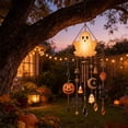 thumbnail image 4 of Glow-In-The-Dark Ghost Halloween Wind Chime, Halloween Hanging Decor With Ghost Pumpkin Bell Accents, Outdoor Halloween Decoration For Porch Garden Yard, Spooky Hanging Ornament 7.9" Home Decor, 4 of 5