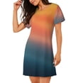 thumbnail image 2 of Pofeuu yellow orange and teal Print Women's Loose Fit Short Sleeve Nightgown, Comfortable Sleep Dress for Women, Casual Lounge Sleepwear, Soft Cotton Sleep Dress, 2 of 6