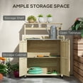 thumbnail image 5 of Garden Pots Outsunny Potting Bench, Outdoor Wooden Potting Table with Storage Cabinet with 2 Shelves, Garden Work Bench with Galvanized Plated Tabletop for Backyard, Balcony, Natural,Outdoor Garden, 5 of 9