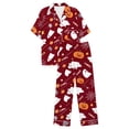 thumbnail image 5 of Gaexia Halloween Fun Print Pajama Set for Women Short Sleeve Long Pants Satin V-Neck Button Down Sleepwear Loungewear Pajama Set, 5 of 5