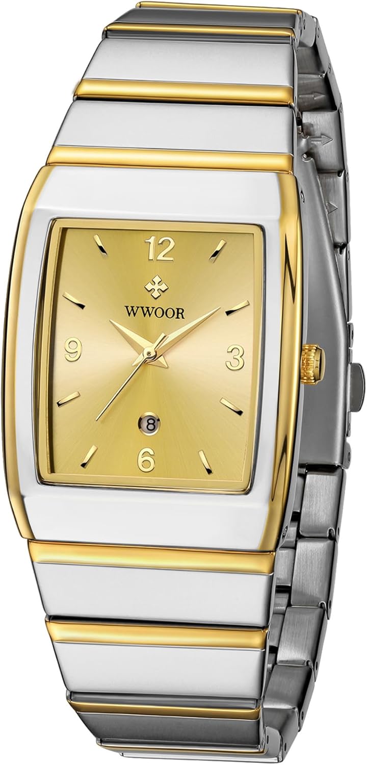 Square Watch for Men and Women - Stainless Steel With Date - Casual Men's Watches