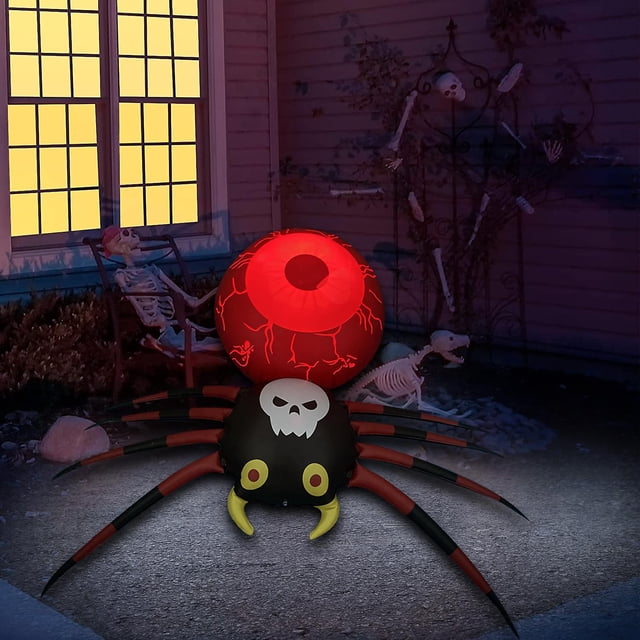 Halloween Inflatable Spider Ornament LED Light Outdoor Halloween Decoration