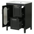 thumbnail image 2 of Soges 24" Bathroom Vanity with Ceramic Sink, Solid Wood Bathroom Makeup Cabinet with Door, Adjustable Shelf and Drawer, Free Standing Single Basin Vanity Set for Small Bathroom, Black, 2 of 10