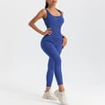 thumbnail image 4 of miqiqism Women's Gym Seamless Bodysuits, Workout Solid Ribbed Jumpsuits Yoga Bodycon Exercise Leggings Rompers Casual Sleeveless Long Pants Bodysuits,Blue,Large, 4 of 6