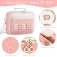 thumbnail image 4 of Bible Cover Case for Women,Large Leather Bible Carrying Cases Christian Gifts for Women ,Preppy Chenille Letter Bible Bag Bible Purse with Shoulder Strap, Church Bag Christian Gifts for Women, 4 of 5