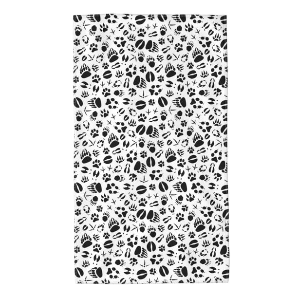 Fotbe Black Footprints Toalla Premium con Patrón, Toalla de Microfibra de Secado Rápido, Ligera y Altamente Absorbente (27.5x16in), Ideal para Uso Diario