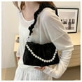 thumbnail image 4 of FENOHREFE Women Bag Ruched Crossbody Bag Fashion Shoulder Bag with Pearls Chain Girls Aesthetic Handbag PU Leather Messengers Bag, 4 of 8