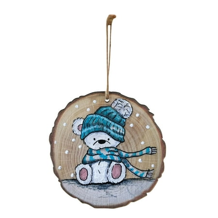 

Dealovy Lovely Christmas Round Wooden Hanging Animal Print Pendant