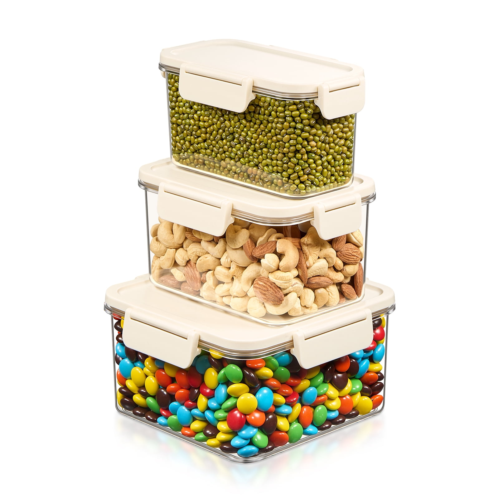 Sorbus 3-Pack Clear Standard Airtight Food Storage Containers – Assorted Sizes Pantry Organizer
