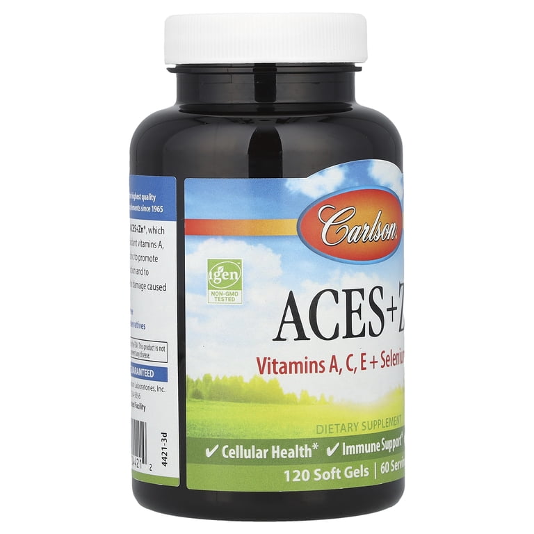 Carlson ACES+Zn Supplement, Antioxidants, Vitamins A C E, Selenium, Zinc,  Gluten Free