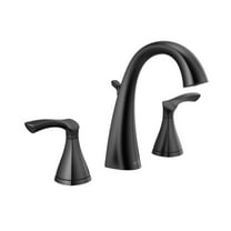 Delta Sandover Matte Black 2-Handle Widespread WaterSense Bathroom Sink Faucet with Drain