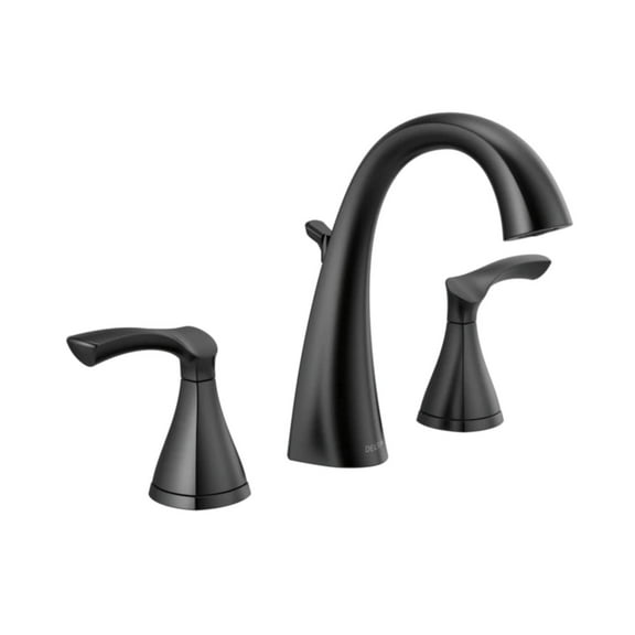 Delta Sandover Matte Black 2-Handle Widespread WaterSense Bathroom Sink Faucet with Drain