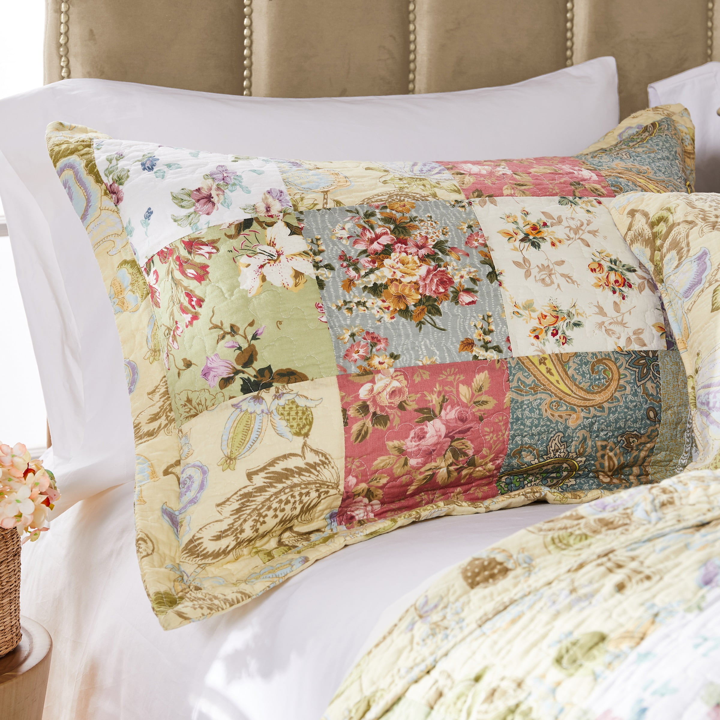 Global Trends Carmel 100% Cotton Patchwork Quilt and Pillow Sham Set, Adult, 2-Piece Twin/XL