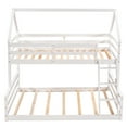 thumbnail image 4 of Bellemave Wood House Bunk Bed with Ladder, Low Twin over Full Bunk Bed Frame, Separable Floor Bunk Bed (White), 4 of 11