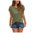 thumbnail image 2 of DPTALR T-Shirt à Manches Courtes Multicolore Décontracté à Franges pour Femmes, 2 of 3
