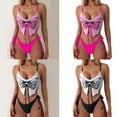 thumbnail image 2 of ZPAQI Lace Up Bathing Suits for Women Butterfly Printed Swimwear Two Pieces Swimsuits, 2 of 21