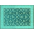 thumbnail image 1 of Ahgly Company Machine Washable Indoor Rectangle Oriental Turquoise Blue Traditional Area Rugs, 7' x 9', 1 of 4
