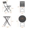 thumbnail image 2 of 3-Piece Folding Bistro Set – Powder-Coated Metal Patio Table with 2 Chairs, Space-Saving Collapsible Design, No Assembly Required, Portable for Balcony, Porch & Outdoor Use, Black, 2 of 8