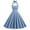 Blue, variant on Women Vintage Polka Dot Plaid 1950s Rockabilly Halter Audrey Dress Retro A Line Knee Length Dress Evening Cocktail Swing Dress
