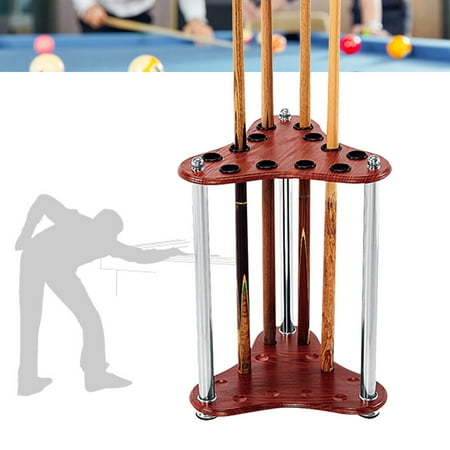 Red 12 Pool Cue Rack Wood Billiard Racks Display Floor Pool Cue Storage Stand for Fishing Rod Golf Club