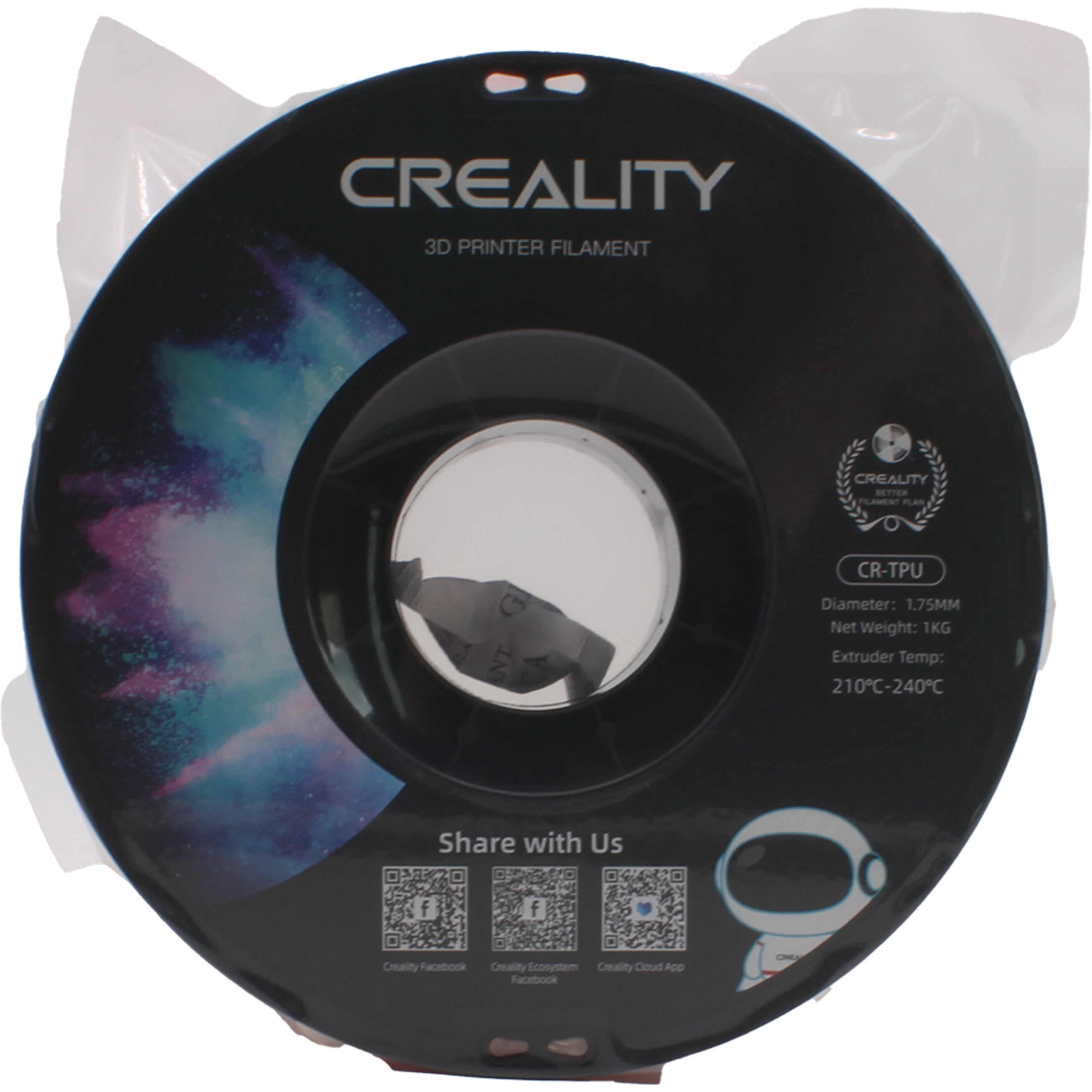 Creality 95A TPU 3D Filament 1.75mm Flexible & Durable High-Speed Printing Elastic TPU Use w FDM Printers for Soft Parts Red 1 Unit per pack