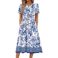 thumbnail image 2 of Fantaslook Summer Short Sleeve Midi Dresses for Women Casual Floral T Shirt Dresses Flowy Beach Sundress with Pockets, 2 of 8