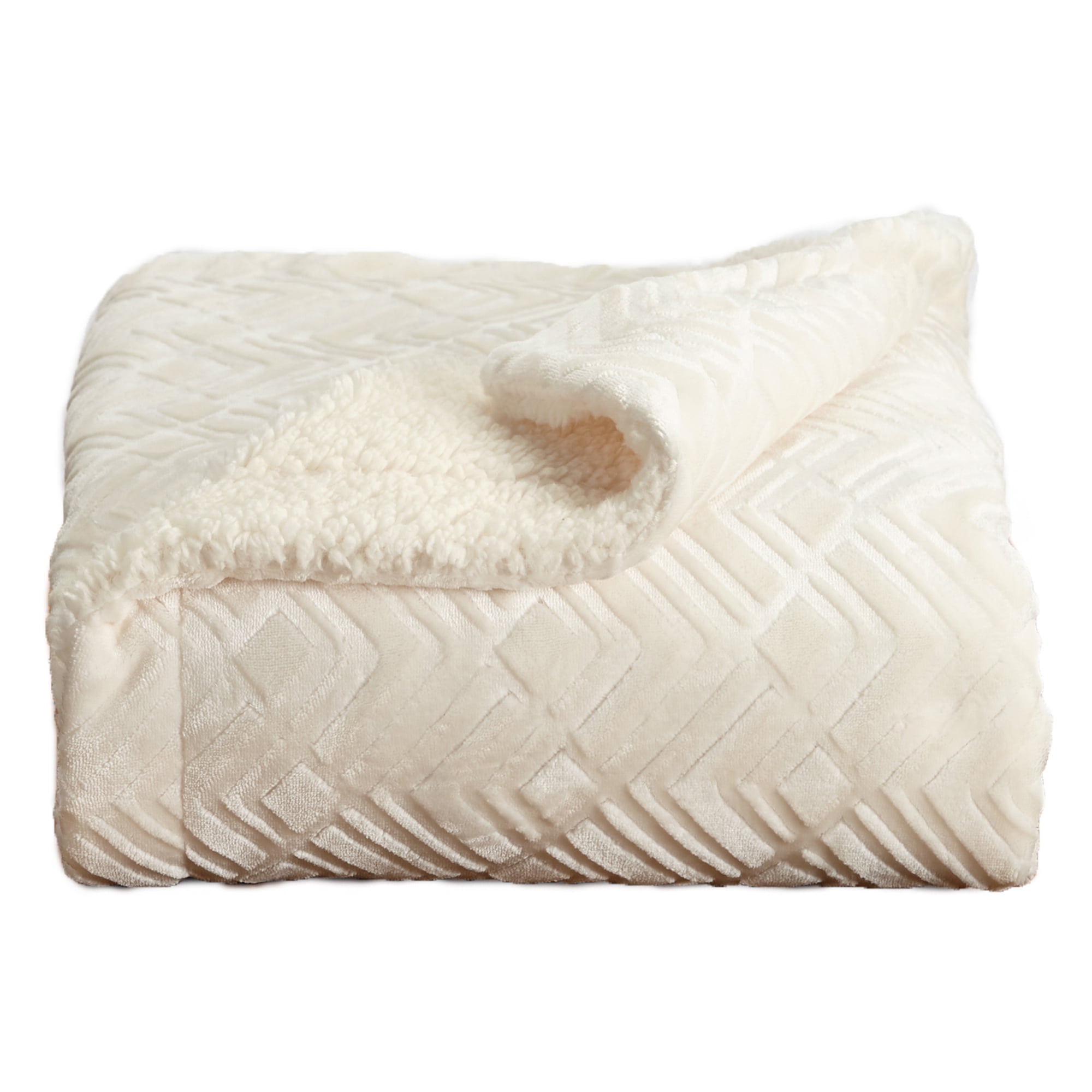 Great Bay Home Velvet Plush Fleece Reversible Sherpa Warm and Cozy Bed Blanket (Full / Queen