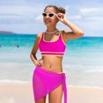 thumbnail image 3 of Girls Swimsuit Double Strap High Waist Sporty Bikini Swimsuits Swim Cover Up Skirt 3 Piece Set Swim Suits for Teens Size 11-12, 3 of 5