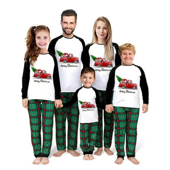 2023 Green Plaid Holiday Pajamas Familiar Pants Tops Pyjamas Set Adult Kids Baby Men Women Family Christmas Sleeping Pajama
