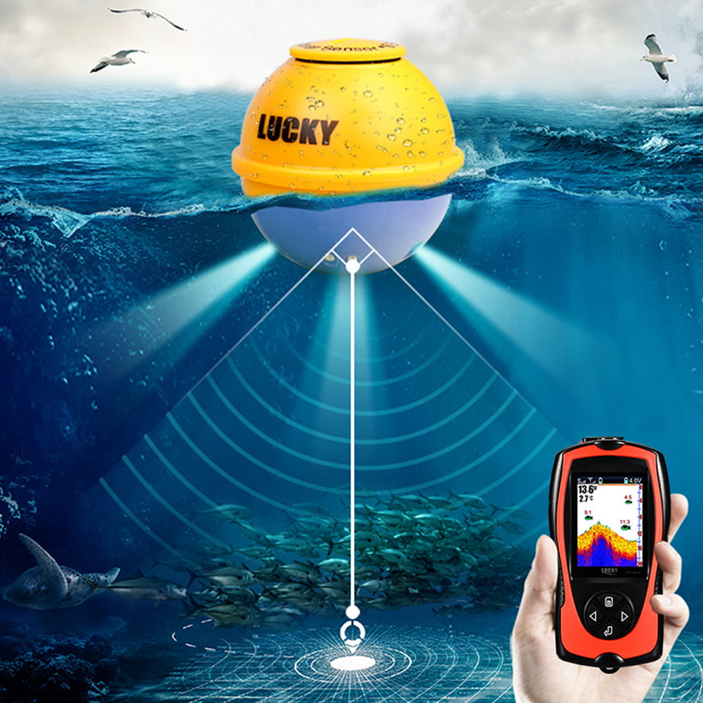 DERKOLY 45m Depth HD LCD Wireless Sonar Sensor Transducer Fish Finder Fishing Detector 