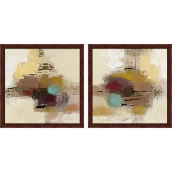 Great Art Now Morello Cherry Abstract by Silvia Vassileva, 2 Piece Framed Art Set Each 13"W x 13"H